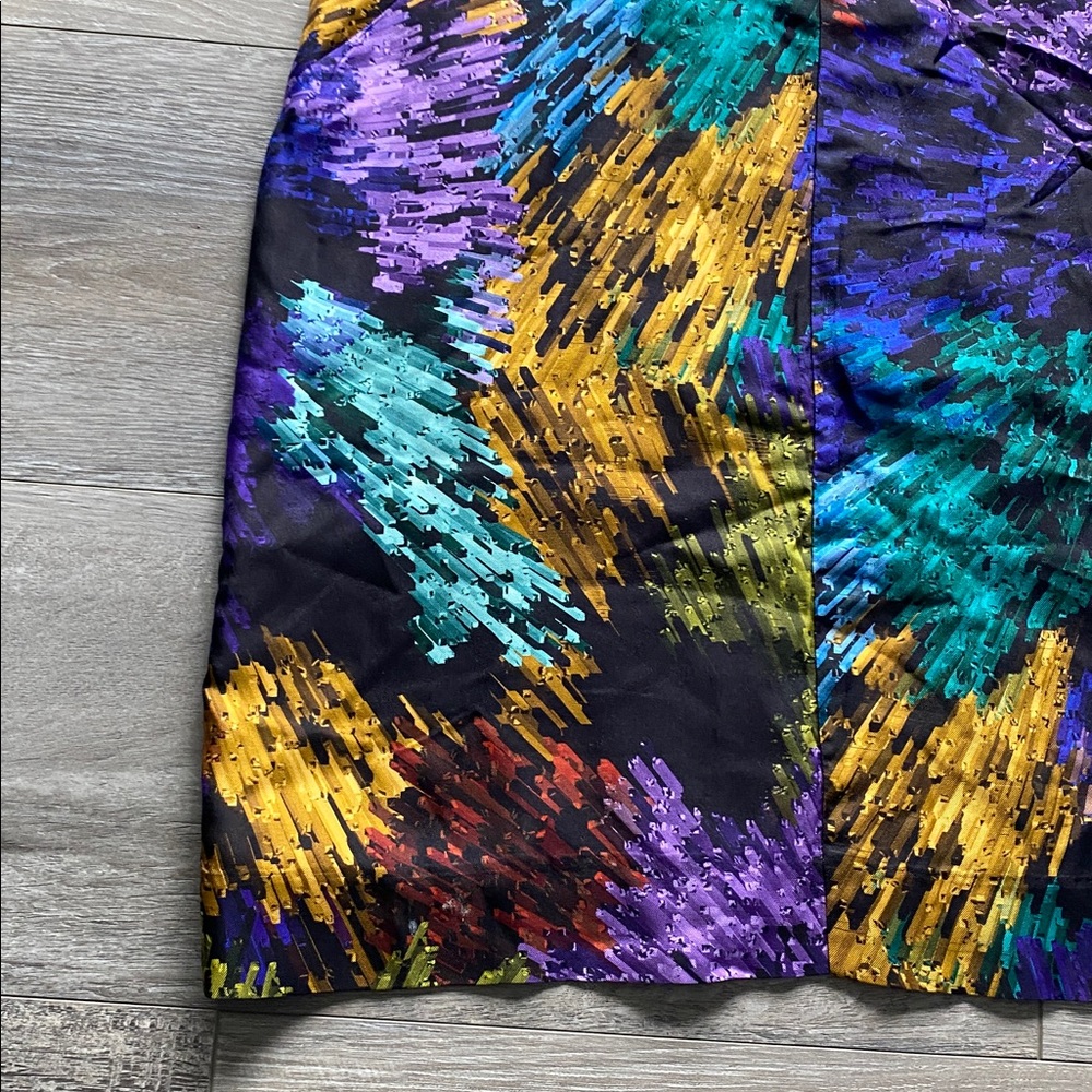 MILLY of NEW YORK Silk Sheath Dress Womens Sz 6 Abstract Brushstroke Multicolor - Picture 3 of 8